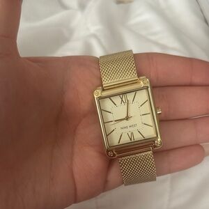 Nine West Gold-Tone Square Mesh Bracelet Watch